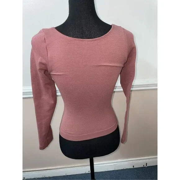 Victoria’s Secret Blush Colored Long Sleeve Skin Tight Body Suit Top - Picture 3 of 5